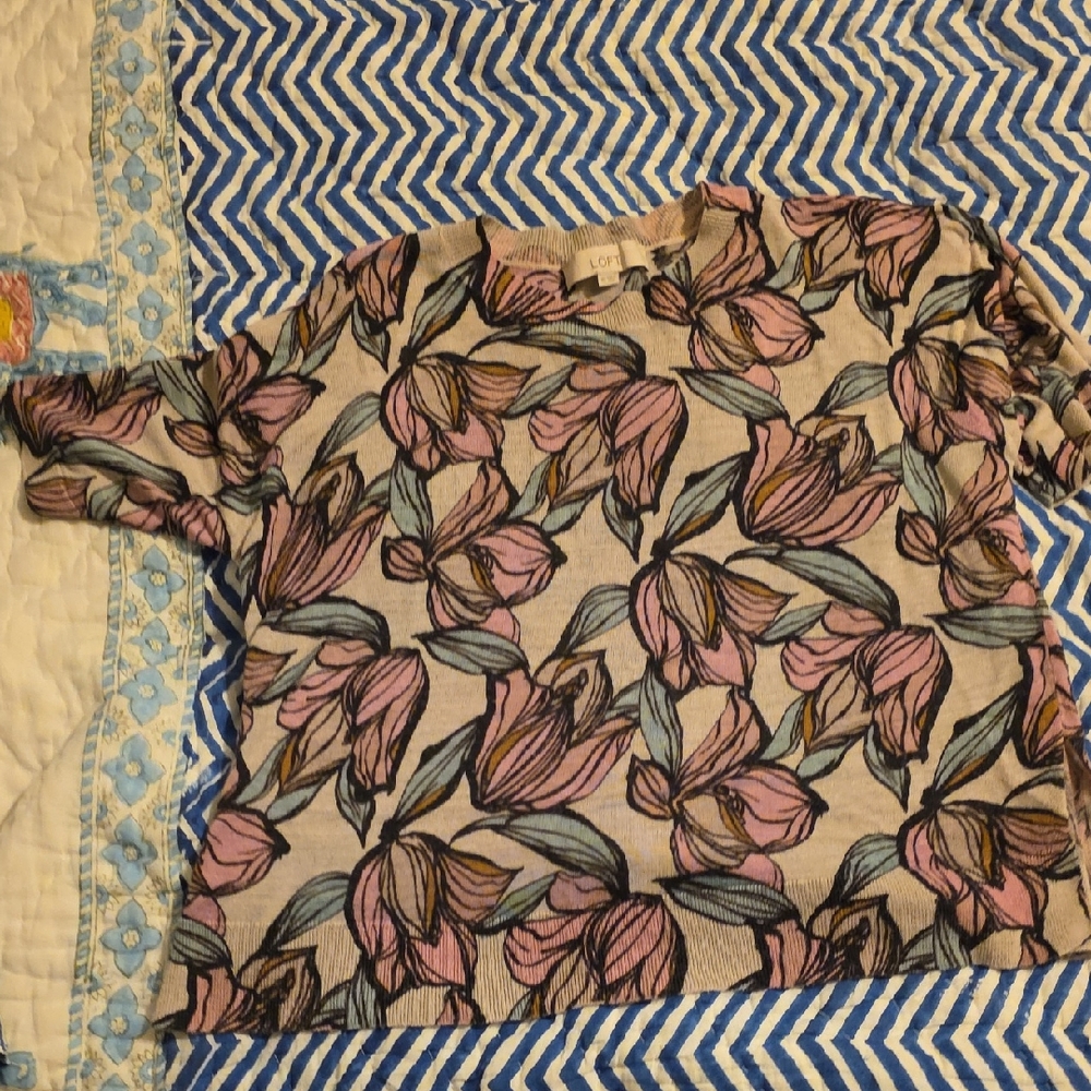 LOFT Multicolor Floral Sweater